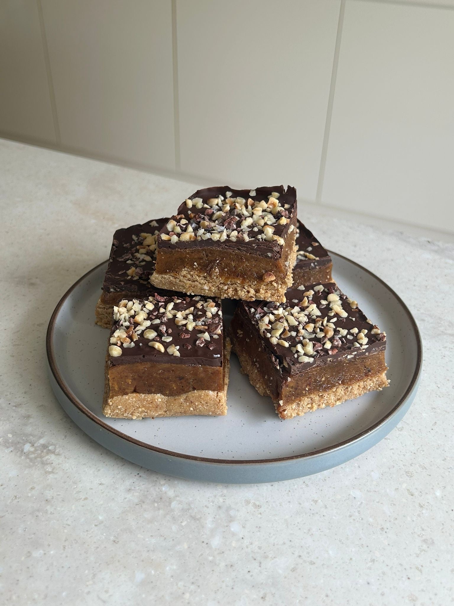 Elle Gibson's Chocolate Hazelnut Caramel Slices